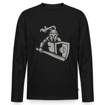 Chevalier médiéval de baseball - T-shirt manches longues Premium bio Homme - noir - Devant - Nico (187cm)