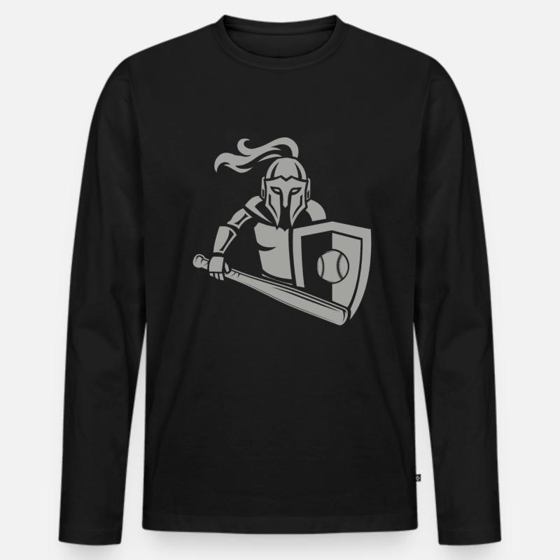 Mittelalterlicher Ritter Baseball - Männer Premium Bio Langarmshirt - Schwarz