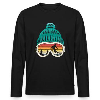Ski Skifahrer Skibrille Skifahren Urlaub Geschenk - Männer Premium Bio Langarmshirt - Schwarz - Vorne - Nico (187cm)