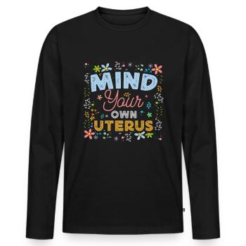 Utérus Flowers Autonomisation féministe - T-shirt manches longues Premium bio Homme - noir - Devant - Nico (187cm)