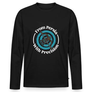 Persische Präzision - persischer Bogen - Männer Premium Bio Langarmshirt - Schwarz - Vorne - Nico (187cm)