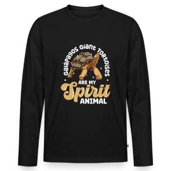 Mon animal spirituel - Tortue géante des Galápagos - T-shirt manches longues Premium bio Homme - noir - Devant - Nico (187cm)
