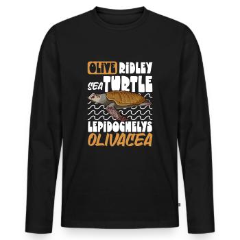 Tortue Ridley du Pacifique - T-shirt manches longues Premium bio Homme - noir - Devant - Nico (187cm)