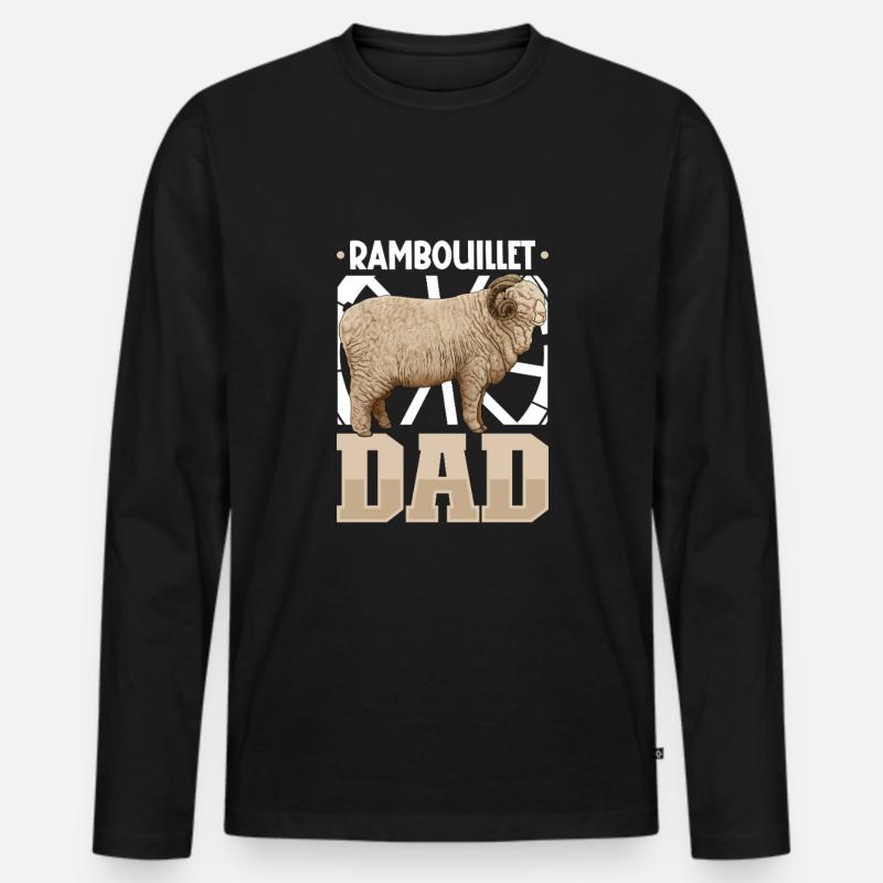 Rambouillet-Schaf Papa - Männer Premium Bio Langarmshirt - Schwarz