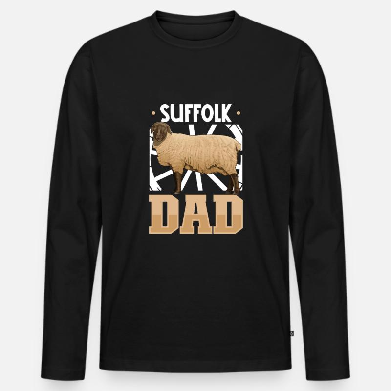 Suffolk-Schaf Papa - Männer Premium Bio Langarmshirt - Schwarz