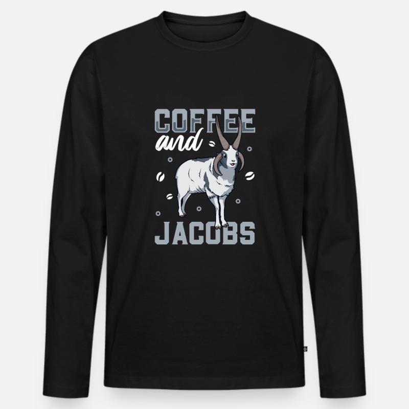 Kaffee und Jakobschaf - Männer Premium Bio Langarmshirt - Schwarz