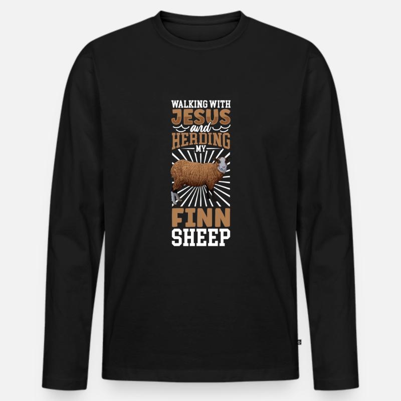 Jesus und Schaf - Finnschaf - Männer Premium Bio Langarmshirt - Schwarz