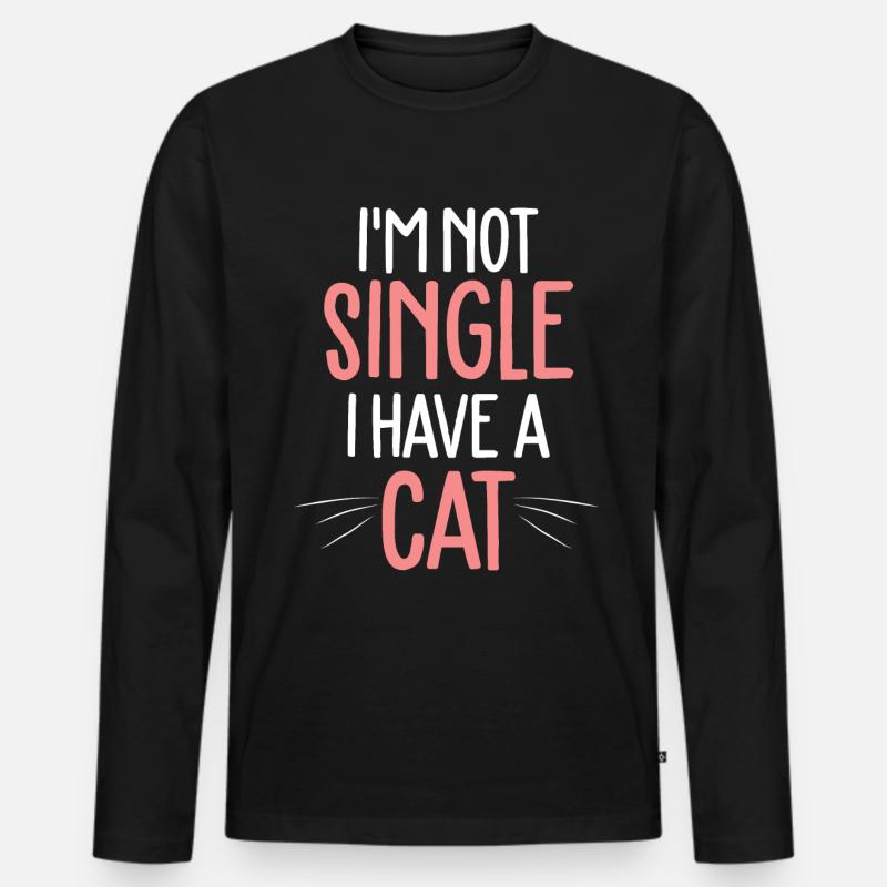 Single Katze Katzendame - Männer Premium Bio Langarmshirt - Schwarz