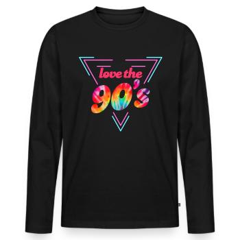 Music 90s - Men's Premium Organic Long Sleeve Shirt - black - Front - Nico (187cm)