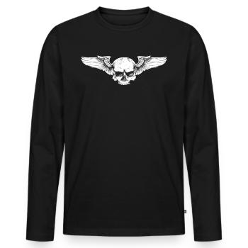Skull wings - Men's Premium Organic Long Sleeve Shirt - black - Front - Nico (187cm)