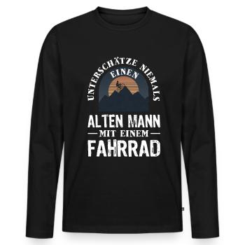 Radfahrer Fahrrad Mann - Männer Premium Bio Langarmshirt - Schwarz - Vorne - Nico (187cm)