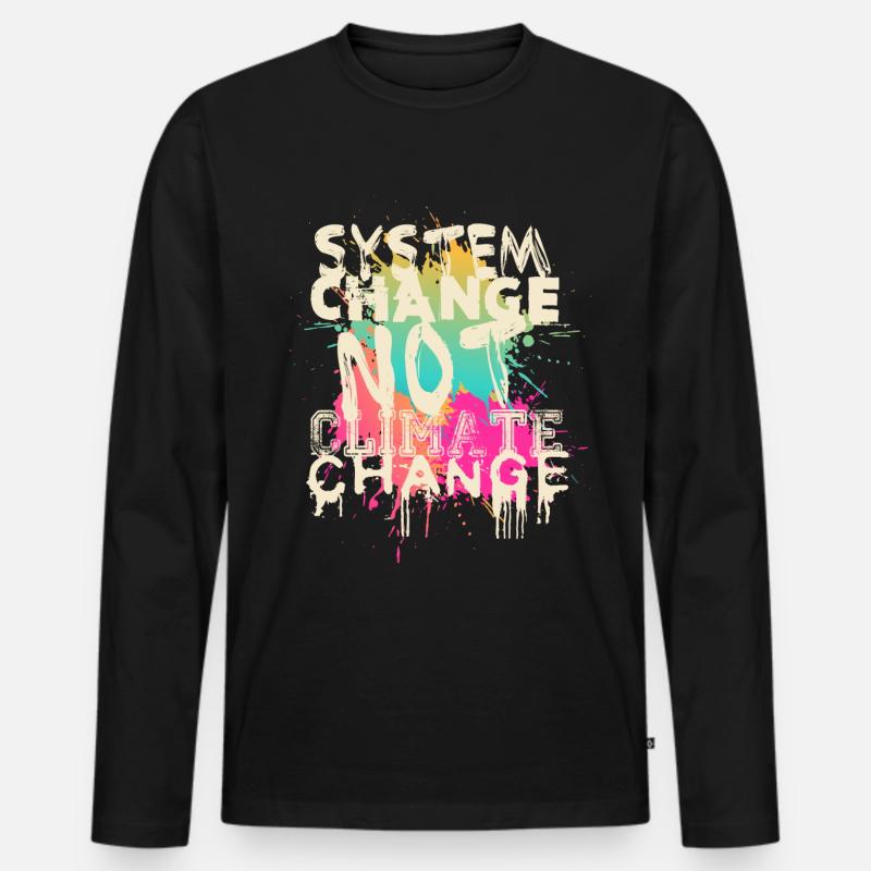 System Change - not Climate Change - Männer Premium Bio Langarmshirt - Schwarz