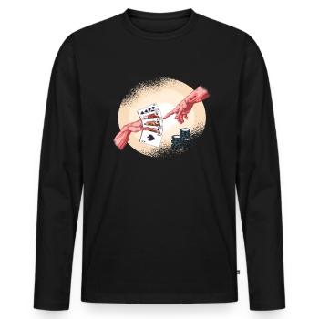Poker Texas HoldEm Blessed Cartes à Jouer Poker - T-shirt manches longues Premium bio Homme - noir - Devant - Nico (187cm)