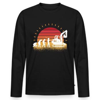 Retro Bagger Baggerfahrer Evolution Baustelle - Männer Premium Bio Langarmshirt - Schwarz - Vorne - Nico (187cm)