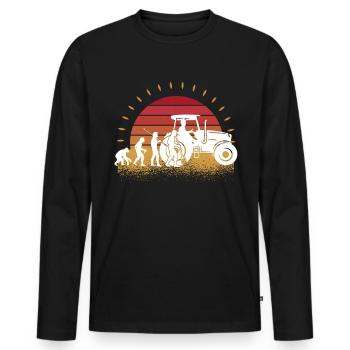 Rétro Tracteur Agriculteur Tracteur Récolte au champ Agriculteur - T-shirt manches longues Premium bio Homme - noir - Devant - Nico (187cm)