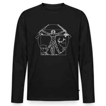 Hunter Hunting License Wild Boar Red Deer Hunting - Men's Premium Organic Long Sleeve Shirt - black - Front - Nico (187cm)