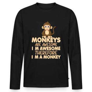 Singes volants - T-shirt manches longues Premium bio Homme - noir - Devant - Nico (187cm)