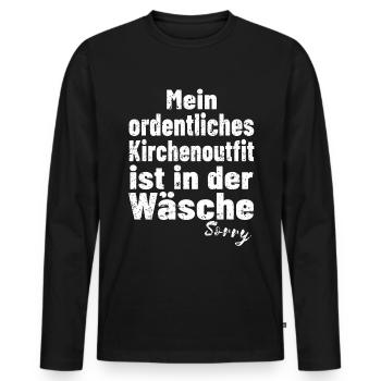 lustiges Shirt für Kirche und Gottesdienst - Männer Premium Bio Langarmshirt - Schwarz - Vorne - Nico (187cm)