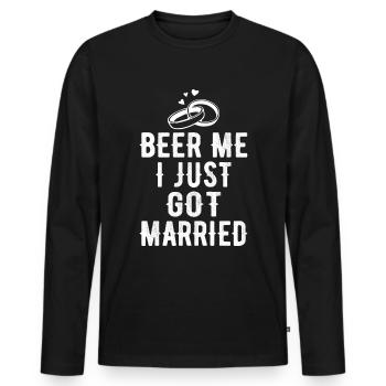 Just Got Married - Männer Premium Bio Langarmshirt - Schwarz - Vorne - Nico (187cm)