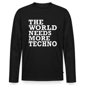 Electro Techno EDM Raver Festival Dubstep Idee - Männer Premium Bio Langarmshirt - Schwarz - Vorne - Nico (187cm)