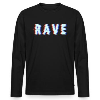 Rave Raver Raven Techno Festival Dictons - T-shirt manches longues Premium bio Homme - noir - Devant - Nico (187cm)