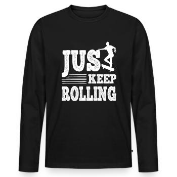 Skateboarder Just Keep Rolling Skateboard Cadeau - T-shirt manches longues Premium bio Homme - noir - Devant - Nico (187cm)