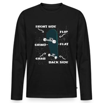 Caractéristiques du Skate Board - Skateboard - Cool Skater - T-shirt manches longues Premium bio Homme - noir - Devant - Nico (187cm)