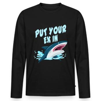 Put Your Ex In - Shark - Männer Premium Bio Langarmshirt - Schwarz - Vorne - Nico (187cm)