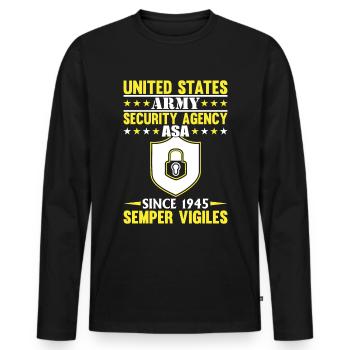 US Army Security - Männer Premium Bio Langarmshirt - Schwarz - Vorne - Nico (187cm)
