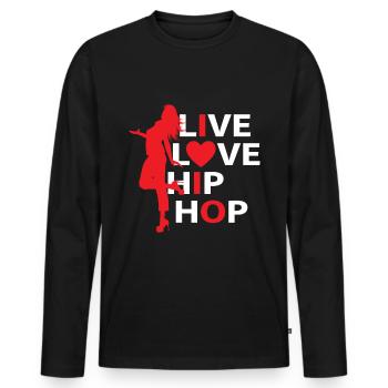Juste une fille qui aime le hip-hop - T-shirt manches longues Premium bio Homme - noir - Devant - Nico (187cm)
