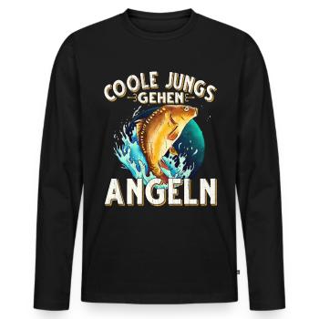 Coole Jungs Gehen Angeln Fischen Angler - Männer Premium Bio Langarmshirt - Schwarz - Vorne - Nico (187cm)
