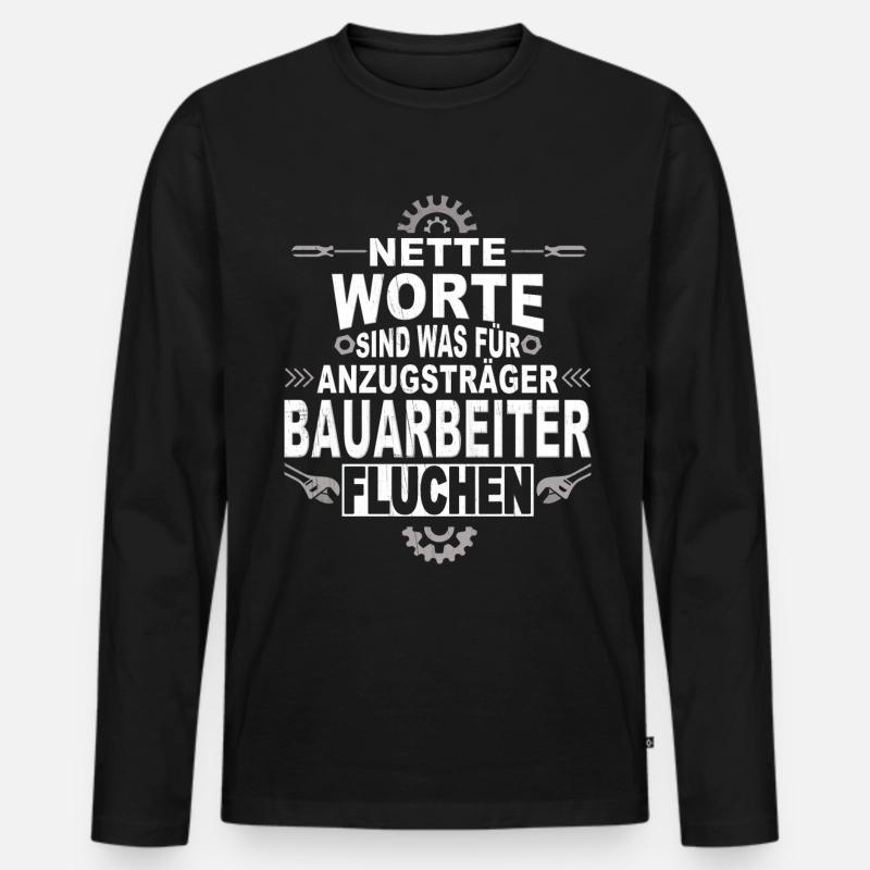 Bauherr Baustelle Bauarbeiter - Männer Premium Bio Langarmshirt - Schwarz