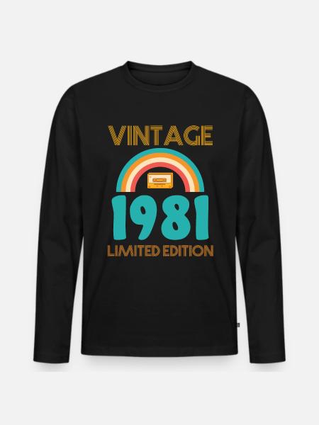 Born 1981 T-Shirt - Men's Premium Organic Long Sleeve Shirt - black