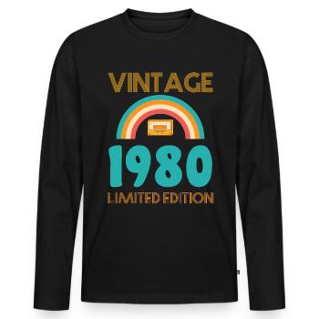 Rétro Classique 1980 - T-shirt manches longues Premium bio Homme - noir - Devant - Nico (187cm)