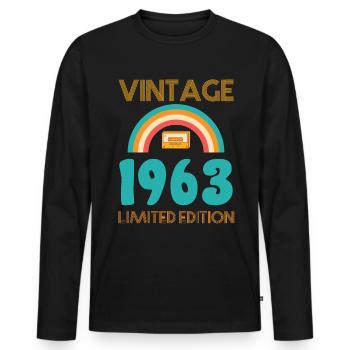 Retro Classic 1963 - Men's Premium Organic Long Sleeve Shirt - black - Front - Nico (187cm)