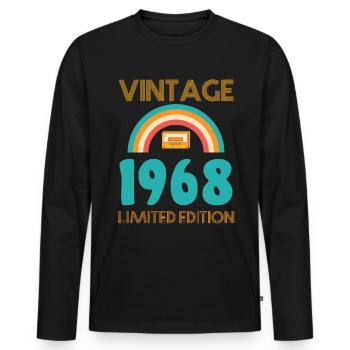 Rétro Classique 1968 - T-shirt manches longues Premium bio Homme - noir - Devant - Nico (187cm)
