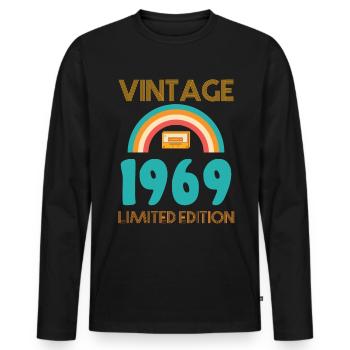 T-shirt né en 1969 - T-shirt manches longues Premium bio Homme - noir - Devant - Nico (187cm)