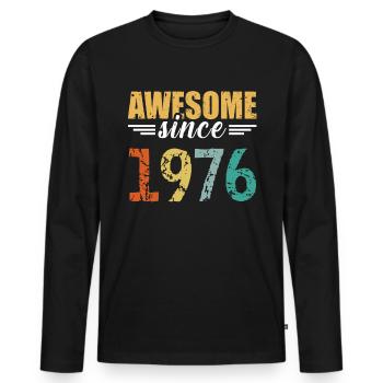 Unmistakable since 1976 - simply brilliant! - Men's Premium Organic Long Sleeve Shirt - black - Front - Nico (187cm)