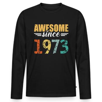 Légendaire depuis 1973 - tout simplement génial! - T-shirt manches longues Premium bio Homme - noir - Devant - Nico (187cm)