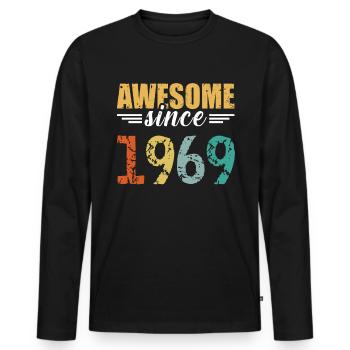 Simply awesome since 1969 - still unbeatable - Men's Premium Organic Long Sleeve Shirt - black - Front - Nico (187cm)