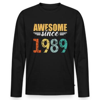 Unmistakable since 1989 - simply brilliant! - Men's Premium Organic Long Sleeve Shirt - black - Front - Nico (187cm)