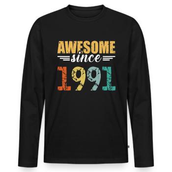 Imbattable depuis 1991 : Vous êtes tout simplement fantastique - T-shirt manches longues Premium bio Homme - noir - Devant - Nico (187cm)