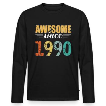 Légendaire depuis 1990 - tout simplement génial! - T-shirt manches longues Premium bio Homme - noir - Devant - Nico (187cm)