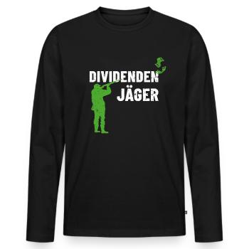 Dividenden Jäger - Männer Premium Bio Langarmshirt - Schwarz - Vorne - Nico (187cm)