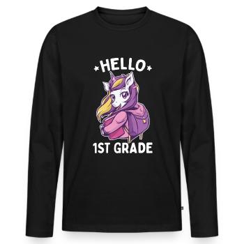 Hello 1st Grade - Hello First Grade Rocks - Men's Premium Organic Long Sleeve Shirt - black - Front - Nico (187cm)