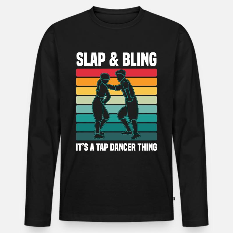Stepptanz - Männer Premium Bio Langarmshirt - Schwarz