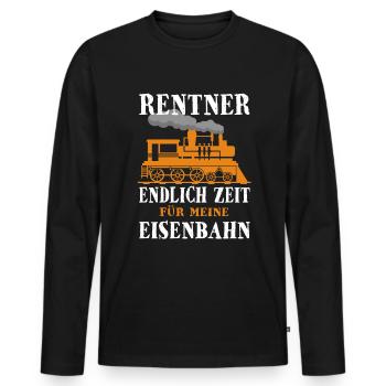 Rentner Eisenbahn Dampflok Lokführer - Männer Premium Bio Langarmshirt - Schwarz - Vorne - Nico (187cm)