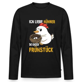 Hühner Frühstück Huhn - Männer Premium Bio Langarmshirt - Schwarz - Vorne - Nico (187cm)