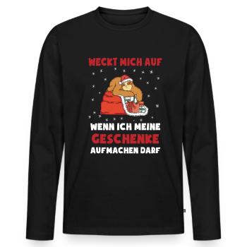 Weihnachten Geschenk Weihnachtsgeschenk Faultier - Männer Premium Bio Langarmshirt - Schwarz - Vorne - Nico (187cm)