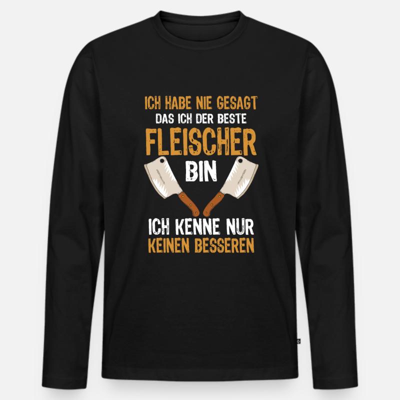 Fleischer Beruf Metzger - Männer Premium Bio Langarmshirt - Schwarz